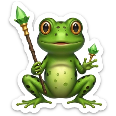 Frog holding a wand sticker
