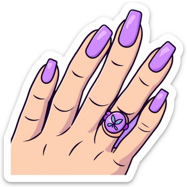 lilac pastel manicure with nail art designs sticker