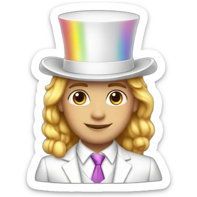 Posh-boy-with-white-suit-and-rainbow-unicorn-hat sticker