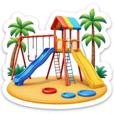 colorful playground with slide and swings sticker