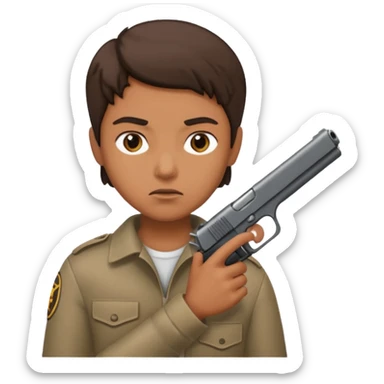 gun pointing next to head sticker