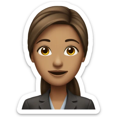 business woman long straight brown hair sticker