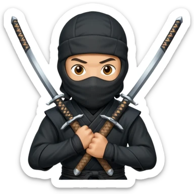 Ninja with two swords in two hands sticker