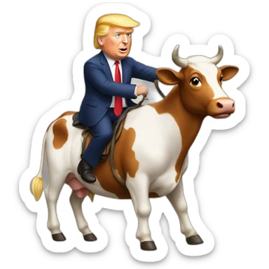 trump riding a cow sticker