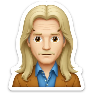 70s 80s men with long silky hair style  sticker