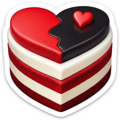 Half black half red heart cake sticker