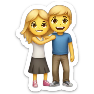 Slim boy hug healthy girl sticker