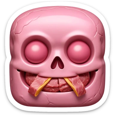 kawaii skull EMOJI made of SPAM MEAT sticker