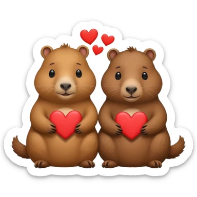 Capibaras amorosos con corazones sticker