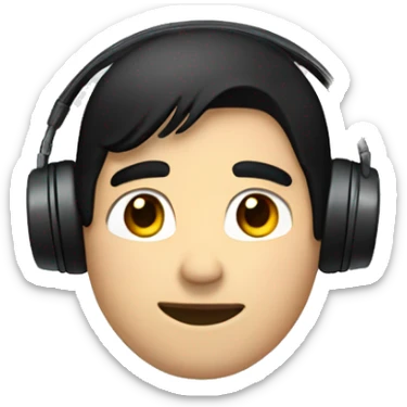 male with black hair and earphones sticker