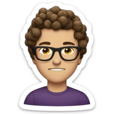 brown haired young, angry and hertless men with glasses, throwing grapes sticker