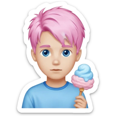 cotton candy haired boy sticker
