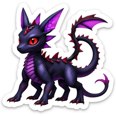 Gothic Edgy Badass Gloomy Cute Dark Guilmon-Salandit-Umbreon-Fakémon-hybrid-creature (full body)  sticker