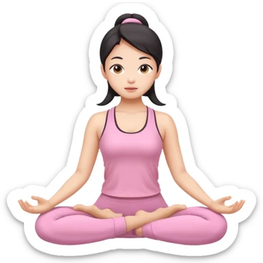 asian yoga girl light pink clothes  sticker