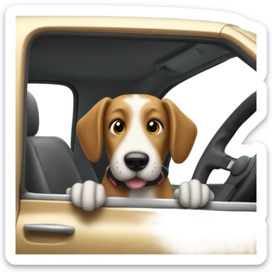 Dog driving a lowered truck sticker