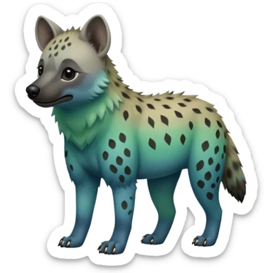 blue and green ombre hyena sticker