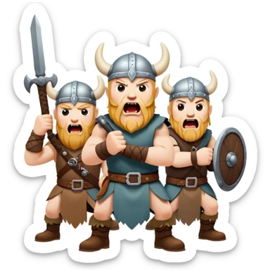 three Vikings are screaming, weapons in their hands
realistic sticker