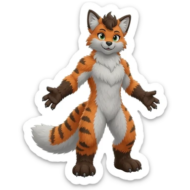 Trico-Grem2-Wickerbeast-Vernid-Sergal-fusion-hybrid-fursona-furry-fursuit, full body sticker