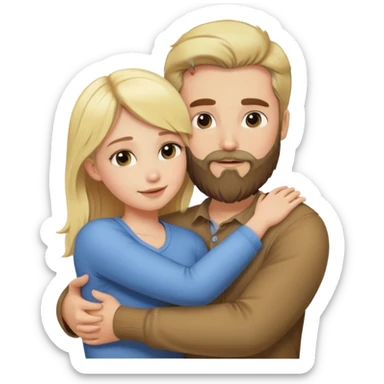 A blonde girl hugs a bearded man sticker