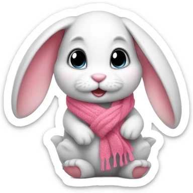 cute bunny with a pinky scarf sticker