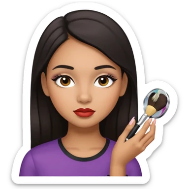 Draw a mixed-race girl applying makeup. sticker