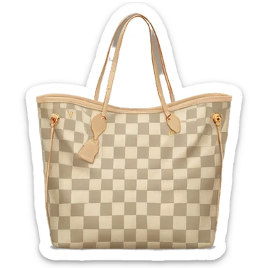 beige checkered louis vuitton tote sticker