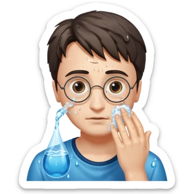 harry potter is washing his face sticker