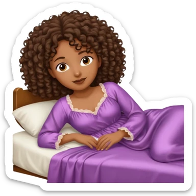 black woman bigger breast emoji curly hair darker. make her a little older. make her lying down in bed sticker