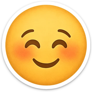 yellow blushing face emoji, digital illustration sticker