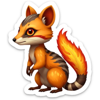 Fiery Wicked Cool Hot Edgy Badass Numbat-Trico-Civet-Vernid-fusion-hybrid-creature sticker