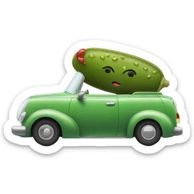 Pickle and a dog driving in a car sticker