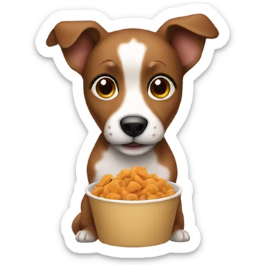 small brown dog eating food sticker