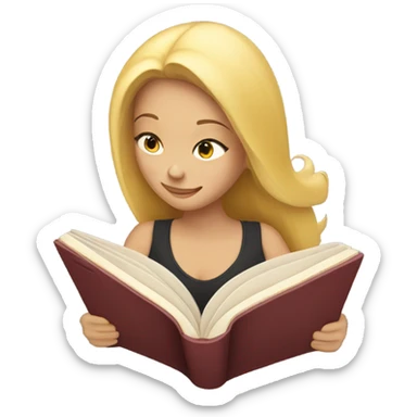 Blonde girl reading sticker