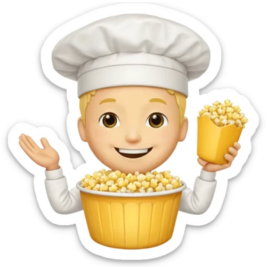 a popcorn mascot sticker