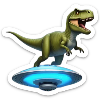 T-Rex flying a ufo sticker