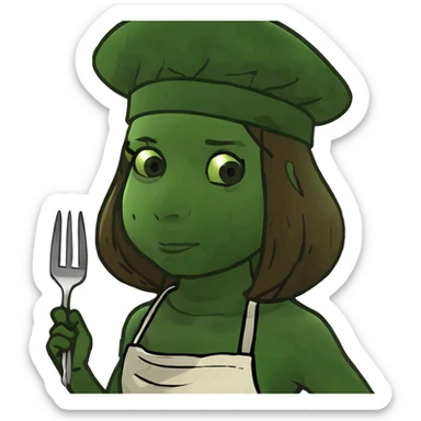 Hungry light skinned girl with brown long hair, thinking sadly about food sticker