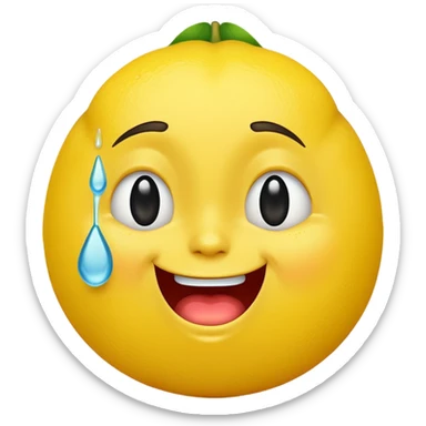 Lemon emoji with a crying laughing face sticker