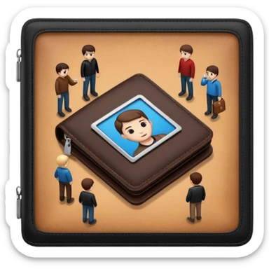 Billetera encontrada en el piso con personas al rededor personas blancas sticker