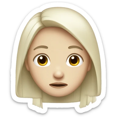 Pale girl with long black hair crying  sticker