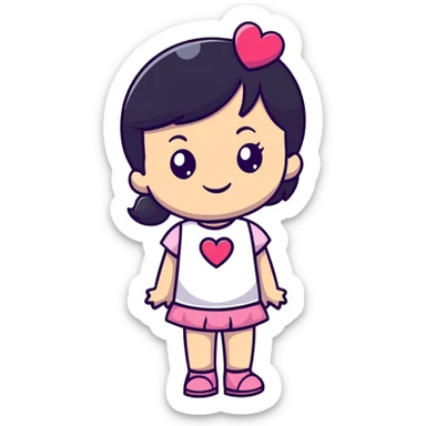 pink girly girl cartoonish with sparkles and hearts sticker