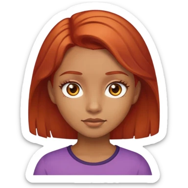 A girl with light brown skin, brown eyes and red hair sticker
