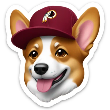 Corgi wearing a Washington redskins hat sticker