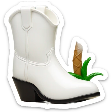 White cowgirl boot vase with palm tree  sticker