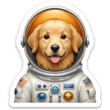 Golden retriever in an astronaut suit sticker