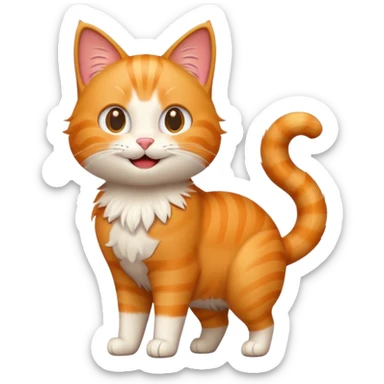 cat standing, tail up, cheerful and approachable, emoji style sticker