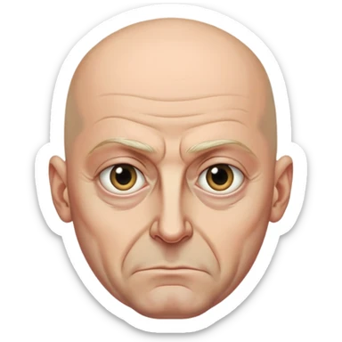 Steven Miller, Trump advisor, bald, very grim expression, pronounced sagging eyelids drooping on the outer sides sticker