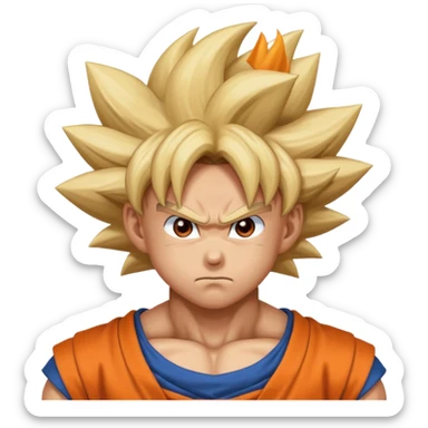 Emoji San goku plus petit niveau image , concentrer comme avant un combat contre un adversaire,  sticker