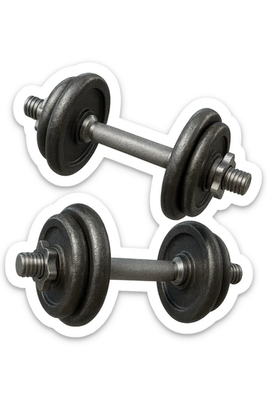 manubri da palestra fluttua in aria, iperrealistica 4k sticker