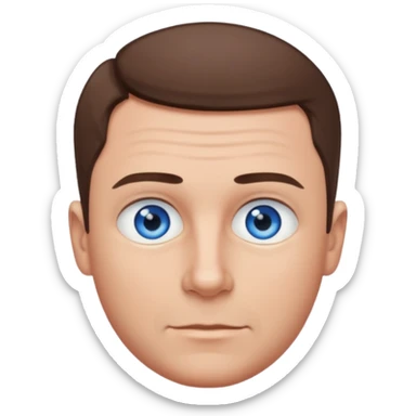 dad with very short shaved brown hair and blue eyes emoji sticker