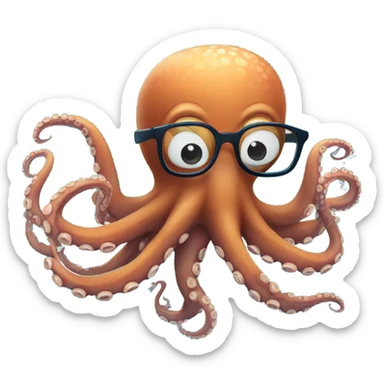 Octopus swimming with glasses  sticker